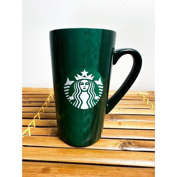 Starbucks 2021 Holiday Green Red Latte Tea Mug 16oz Ceramic - Picture 1 of 4
